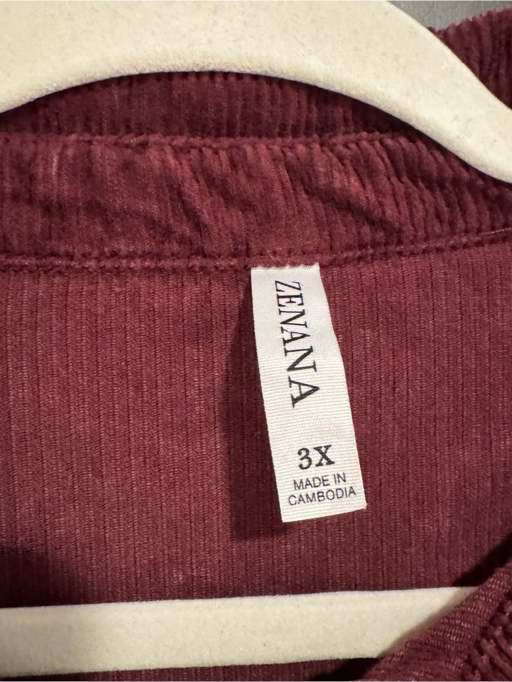 ZENANA Corduroy Button-Up Shacket in a Wine/Burgundy Color - Picture 11 of 12